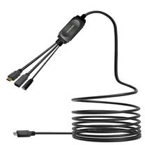 Кабель Vivolink HDMI Male/ USB-A Female/ USB-C Female, USB Type C Male, 5 м, черный цв.