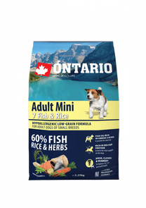 Сухой корм для собак Ontario Adult Mini Fish and Rice, рыба, 2.25 кг