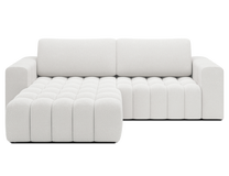 Kampinė sofa - lova Bonett, balta sp., kairinė, 175 x 250 cm x 92 cm