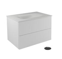 Vonios spintelė su praustuvu Besco Akya Classic, skaidri sp./balta sp./juoda sp., 52.5 cm x 76 cm x 50.7 cm
