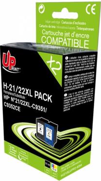 Rašalinio spausdintuvo kasetė Uprint H-21/22XL, mėlyna sp./juoda sp./raudona sp.