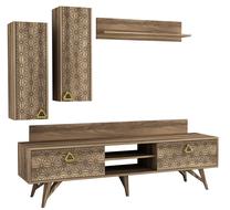 Svetainės baldų komplektas Kalune Design Yakamoz, vidaus, riešuto sp.