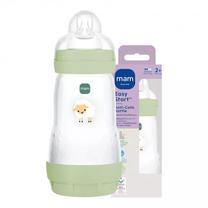 Bērnu pudelīte Mam Baby Easy Start, 260 ml, 2 mēn., zaļa krās.