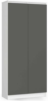 Biuro spinta Akord Furniture Factory R80 2D 8P CLP, balta sp./grafito sp., 180 cm x 80 cm x 35 cm
