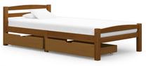 Lova viengulė VLX Bed Frame 3060573, 90 x 200 cm, ruda sp., be čiužinio, su grotelėmis