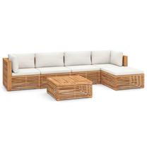 Āra mēbeļu komplekts VLX 6 Piece Garden Lounge Set with Cream Cushion, krēmkrāsas krās./brūns krās., 5 sēdvietas
