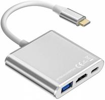 Adapteris TB USB-C - USB/HDMI/USB-C USB-C male, USB/HDMI/USB-C female, sudraba krās.