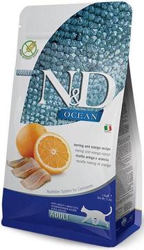 Sausā kaķu barība Farmina N&D Ocean Herring & Orange Adult, zivs, 1.5 kg