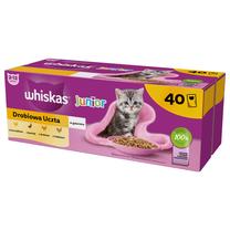 Mitrā kaķu barība Whiskas Junior, vistas gaļa/tītara gaļa/pīles gaļa, 0.085 kg x 40 gab.