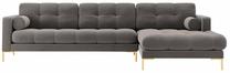 Kampinė sofa Cosmopolitan Design Bali Bluvel 13, aukso sp./šviesiai pilka sp., dešininė, 185 x 293 cm x 75 cm