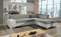 Kampinė sofa Porto Berlin 01, Soft 17, balta sp./pilka sp., dešininė, 217 x 278 cm x 74 cm