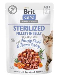 Mitrā kaķu barība Brit Care Sterilized Hearty Duck & Tender Turkey in Jelly, tītara gaļa/pīles gaļa, 0.085 kg