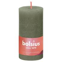 Žvakė, cilindrinė Bolsius Rustic Pillar Shine, 30 h, 8 vnt., žalia sp.