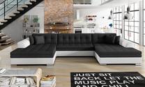 Kampinė sofa Vento Inari 100, Soft 17, balta sp./juoda sp., 165 x 355 cm x 80 cm