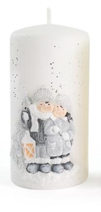 Ziemassvētku svece, cilindriskas Mondex Winter Fantasy BC8995-SW, balta krās.