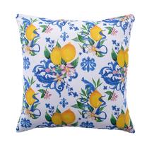 Dekoratyvinė pagalvėlė Home4you Loneta Lemon Blossoms, mėlyna sp./balta sp./geltona sp., 45 cm x 45 cm