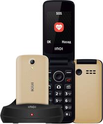 Telefons ar pogām Inoi 247B Dual SIM, zelta krās.