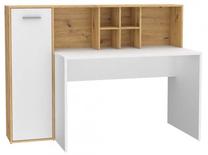 Rašomasis stalas su spintele Forte Eriadu ERBB351-C979, 158 cm x 66 cm, 116 cm, ruda sp./balta sp.