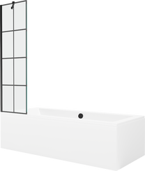 Vanna ar sieniņu, brīvi novietots Mexen Cube, 170 cm x 80 cm x 39 cm, taisnstūris, caurspīdīga krās./balta krās.