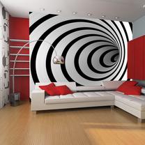 Fototapete Artgeist Black And White 3D Tunnel 4XLFTNT0054, 309 cm x 309 cm