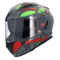 Motocikla ķivere Shiro Abyssal, XXL (63-64 cm), sarkana krās./zaļa krās./pelēka krās.