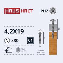 Savisriegis Haushalt DIN 14566, 4.2 mm x 19 mm, 30 vnt.