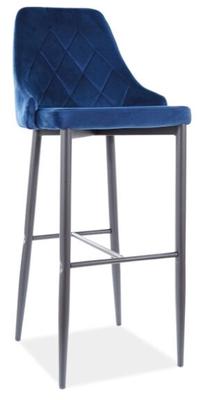 Baro kėdė Trix B H-1 Velvet, mėlyna/juoda, 45 cm x 42 cm x 109 cm