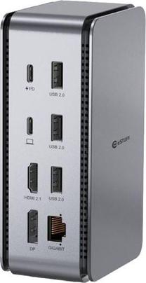 Dokstacija Estuff USB4 Pro Dual Dock ES623015, 0.8 m, alumīnija krās.