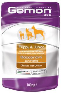 Влажный корм для собак Monge Puppy & Junior Chunkies, курица, 0.1 кг