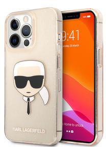Telefona vāciņš Karl Lagerfeld Full Glitter Head, zelta krās., Apple