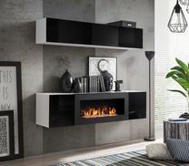 Svetainės baldų komplektas ASM Fly N1, juoda/šviesiai pilka