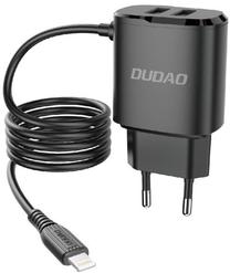 Telefono įkroviklis Dudao A2ProL, Lightning/USB Type A/2 x USB, juoda sp., 12 W