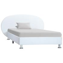 Lova viengulė VLX Faux Leather 285409, 100 x 200 cm, balta, be čiužinio, su grotelėmis