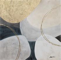 Pilt Home4you Oil Painting Gold/White 1, 70 cm x 70 cm