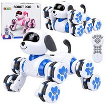 RC robotas šuo Lean Toys, 18 cm, mėlyna sp./balta sp.