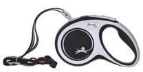 Automatinis pavadėlis Flexi New Comfort Cord, balta sp./juoda sp., S 5m