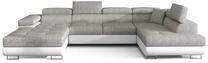 Kampinė sofa Rodrigo Berlin 01, Soft 17, balta sp./pilka sp., dešininė, 202 x 345 cm x 90 cm