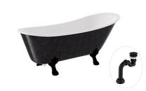 Vonia, laisvai pastatoma Besco Olaya Glam, 160 cm x 68 cm x 68 cm, ovalas, juoda sp./grafito sp.