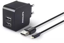 Telefono įkroviklis Philips, USB/AC/DC, juoda sp., 15.5 W