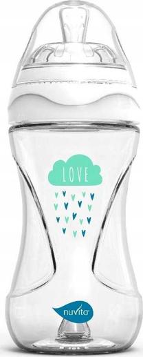 Bērnu pudelīte Nuvita Glass, 240 ml, 2 mēn., caurspīdīga krās.