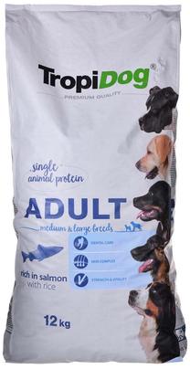 Kuiv koeratoit TropiDog Premium Adult Medium & Large, riis/lõhe, 12 kg