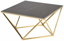 Kavos staliukas Felicia, aukso sp./juoda sp./marmuro sp., 80 cm x 80 cm x 46 cm