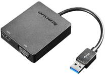 Adapteris Lenovo USB 3.0 to VGA/HDMI USB, VGA female, melna krās.