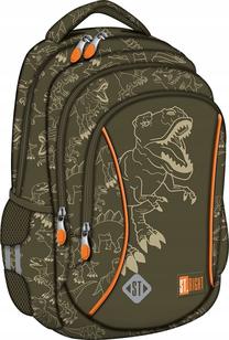 Skolas mugursoma St. Right BP-26 Dino T-Rex, tumši zaļa krās., 39 cm x 27 cm x 17 cm