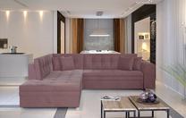 Kampinė sofa Pieretta Mat Velvet 63, rožinė sp., kairinė, 205 x 260 cm x 80 cm