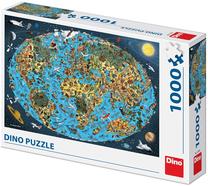 Dėlionė Dino Map of the World Drawing, 1000 vnt.
