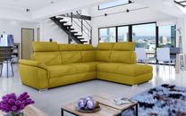 Kampinė sofa Loreto Omega 68, geltona sp., dešininė, 210 x 260 cm x 102 cm