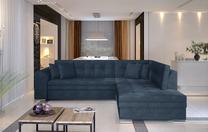 Kampinė sofa Pieretta Omega 86, tamsiai mėlyna sp., dešininė, 205 x 260 cm x 80 cm