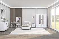 Miegamojo baldų komplektas Kalune Design Mihra 207, vidaus, balta sp.