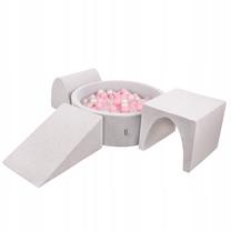Бассейн с шариками, набор KiddyMoon Foam Version 2, 90 см x 90 см, 300 шт, прозрачный цв./белый цв.